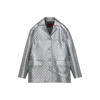 GUCCI SS25 Leather Jacket Women's Silver