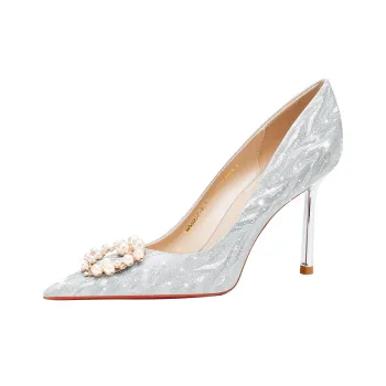 Lan Miao Slim Heel High Heels Women's Silver