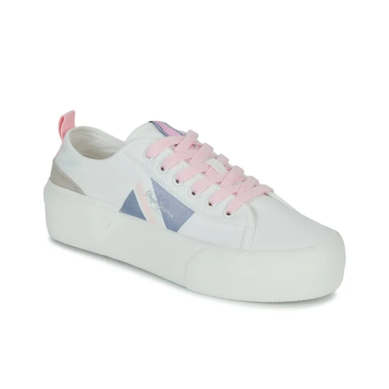 Pepe Jeans ALLEN FLAG COLOR Low Top Skateboard Shoes Women's White-2