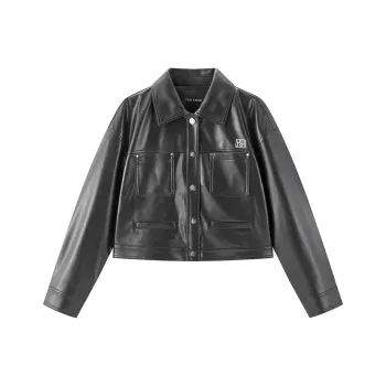 PEACEBIRD Leather Jacket Women's