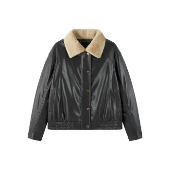 PEACEBIRD Leather Jacket Women's