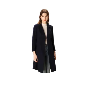FENHONGMALI Trench Coat Women's Navy Blue