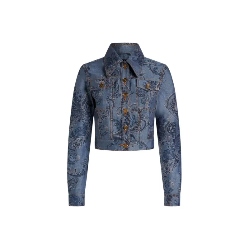ETRO Jacquard print Denim Jacket-0