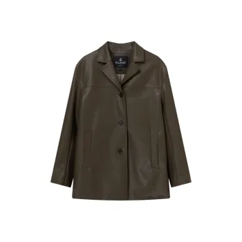 E.land Leather Jacket Women's Army Green