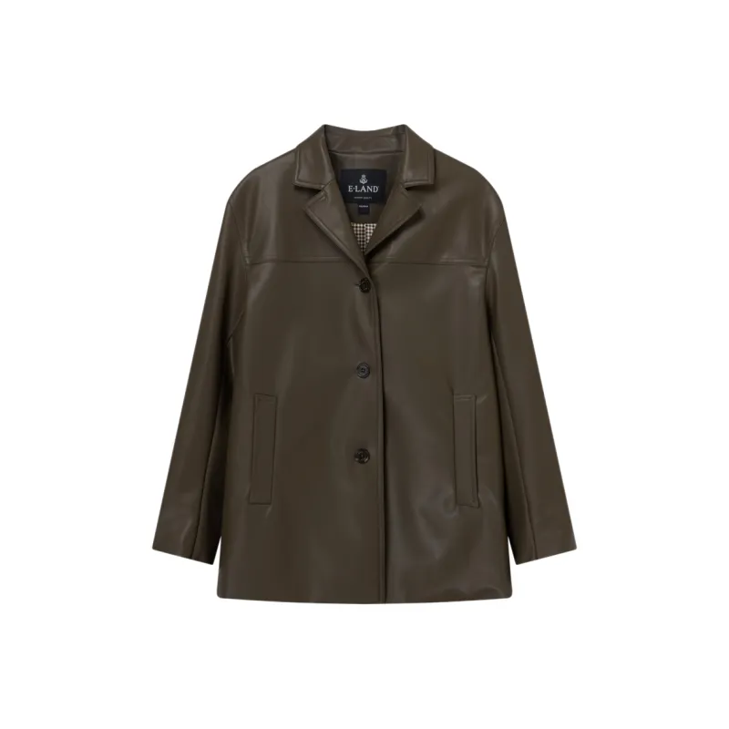 E.land Leather Jacket Women's Army Green-0
