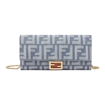 FENDI Baguette Denim Shoulder Bag Women's Blue