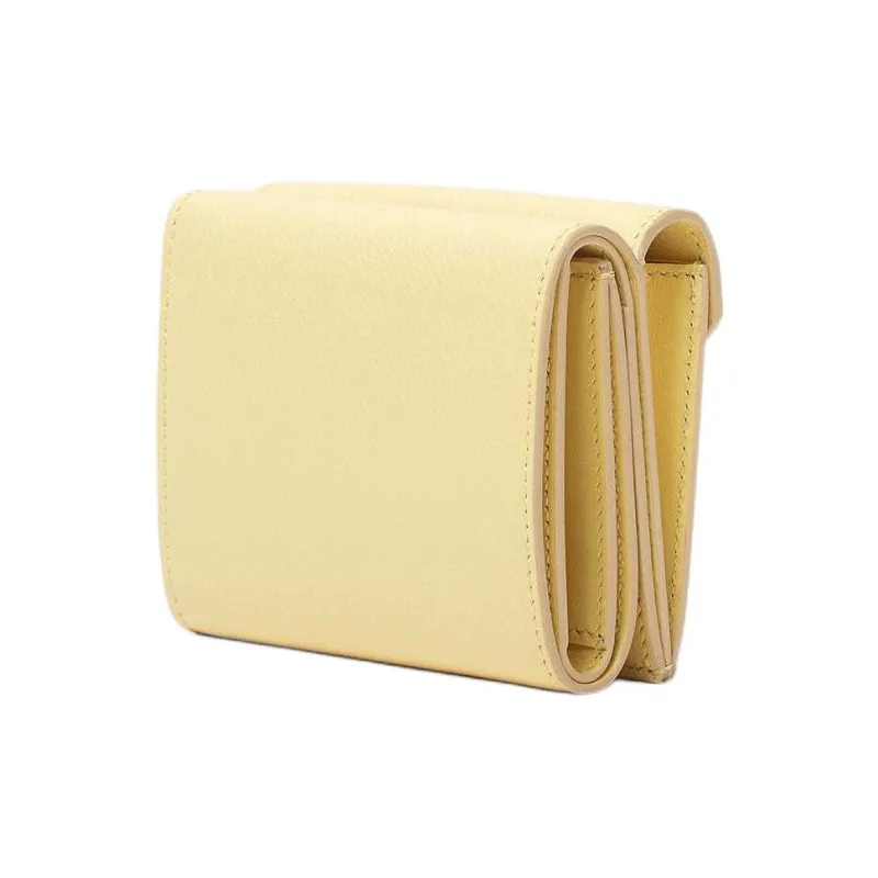 FENDI FF Diamonds Series Calfskin Wallet Medium Size Women's Yellow & Beige-2