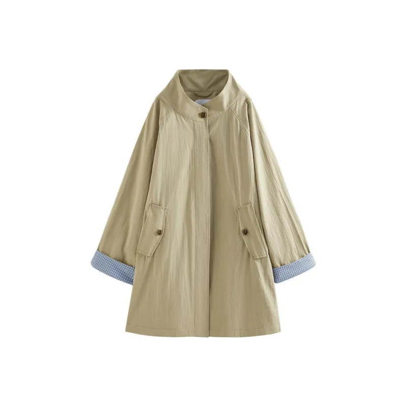FANSILANEN Petite Mid Length Trench Coat Women's Khaki-0