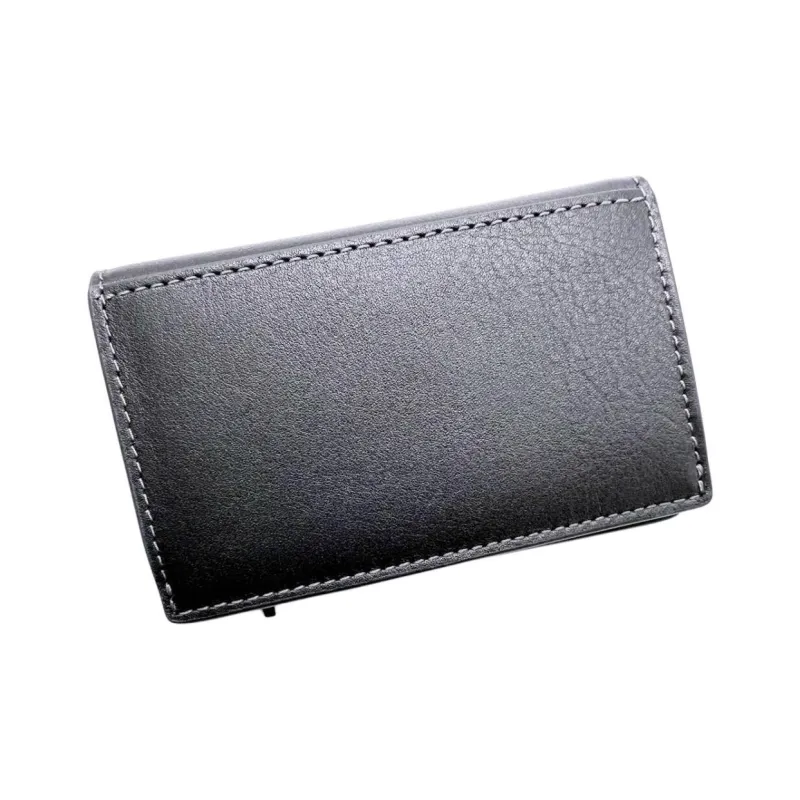 COACH Leather Card Holder Unisex Black-1