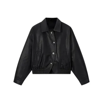 VIMLY Leather Jacket Women's Black