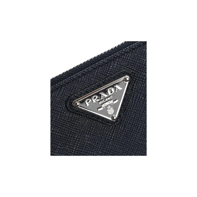 PRADA Saffiano Calfskin Wallet Women's Dark Blue-8