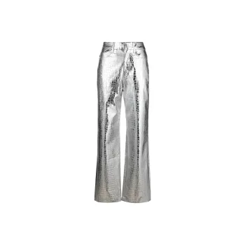 Rotate Metallic Effect Wide-Leg Trousers