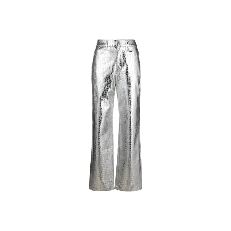 Rotate Metallic Effect Wide-Leg Trousers-0