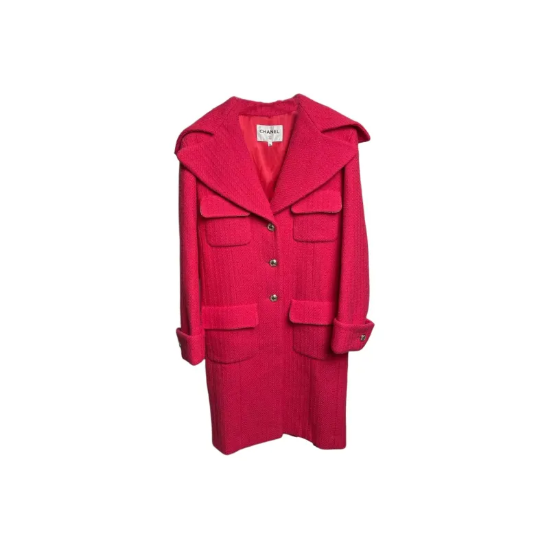 CHANEL 20K Premium Handcrafted Workshop Coat Women's Rose Red-0