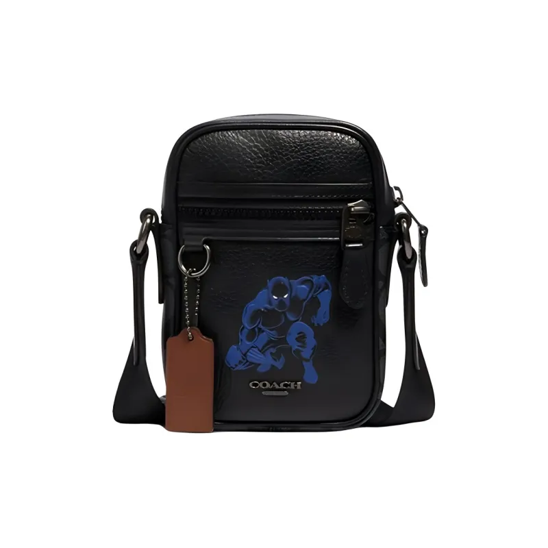 COACH Terrain Cow Leather One Shoulder Handbag Crossbody Bag Mini Men's Black-0