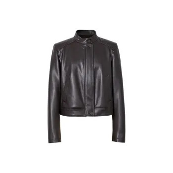 Hopeshow Leather Jacket Women's Coffee
