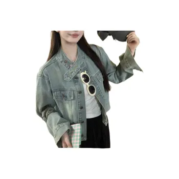 Flowers In Water Denim Jacket Women's Blue