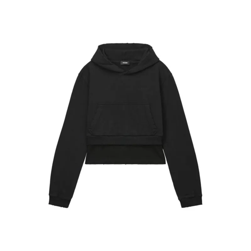 WE11DONE Faux pearl Embellishment Layered Hoodie-0