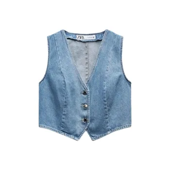 ZARA Vests Women's Medium Blue