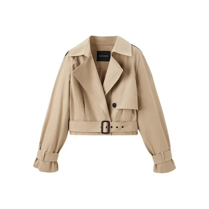 PEACEBIRD Trench Coat Women's Khaki-0