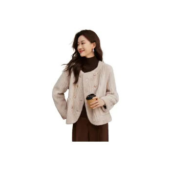 Mo Han Yi Mei Velvet feel Coat Women's Beige Apricot