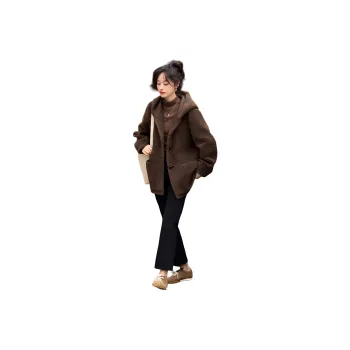 Mo Han Yi Mei Velvet feel Coat Women's Coffee