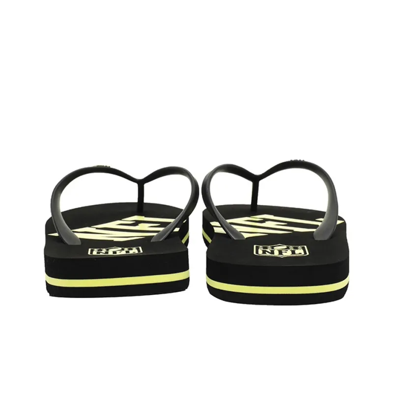 NFL Quiet Odor Resistant Abrasion Resistant Slip Resistant Flip Flops Men's Black-3