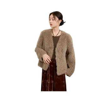 3COLOUR Velvet feel Coat Women's Coffee