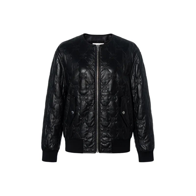 CELINE Triomphe Bomber Jacket In Soft Lambskin-0