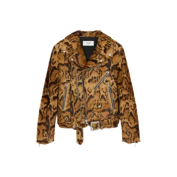 CELINE Leather Jacket Women's Brown