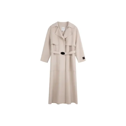 CALVIN KLEIN Spring Festival Red Magenta Coat Women's Beige Apricot