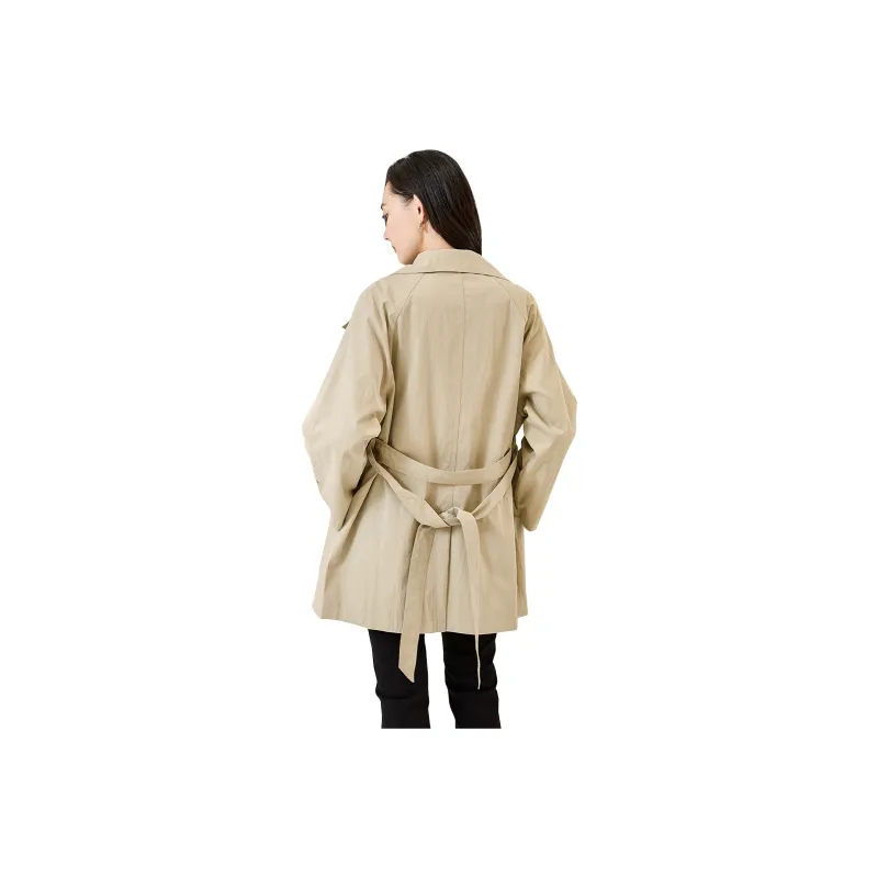 SMEN Trench Coat Women's Milk White Green-0