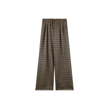 Migu Casual Pants Women's Green Coffee Plaid