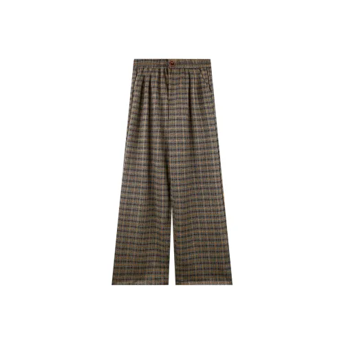 Migu Casual Pants Women's Green Coffee Plaid