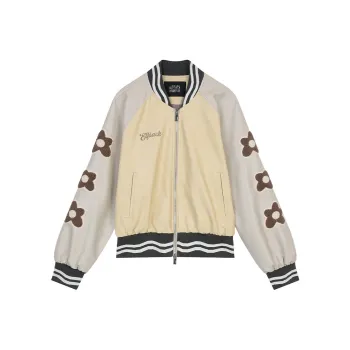 ELF SACK Leather Jacket Women's Beige Yellow