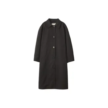 NOTHING WRITTEN Nylon Volume Balmacaan Trench Trench Coat Women's Black