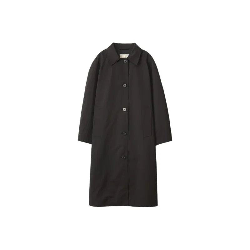 NOTHING WRITTEN Nylon Volume Balmacaan Trench Trench Coat Women's Black-0