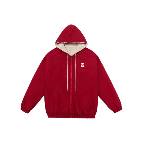 Checkitout Velvet feel Coat Unisex Late Maple Burgundy/Light Camel