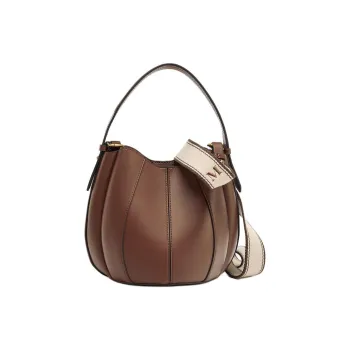 ZARA Polyurethane Shoulder Bag, Crossbody Bag, Handbag Women's Dark Brown Yellow