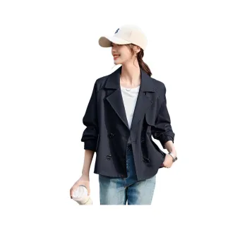 Mo Han Yi Mei Trench Coat Women's Navy Blue