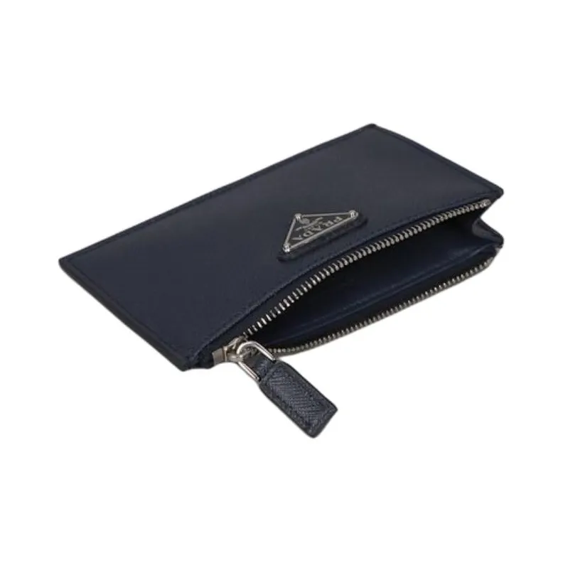 PRADA Saffiano Calfskin Wallet Women's Dark Blue-4