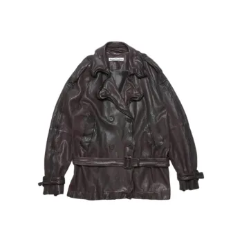 Acne Studios Leather Jacket Women's Red Brown