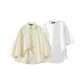 [Two-Piece Set]Yellow and White Striped+Solid Color Short-Sleeved Shirt