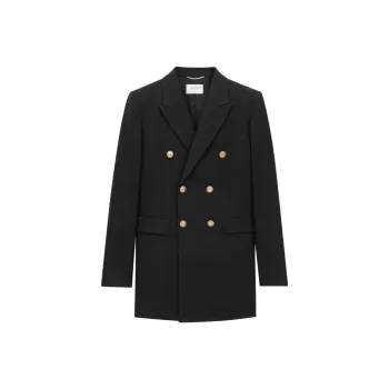 SAINT LAURENT Wool Gabardine Blazer 'Black'