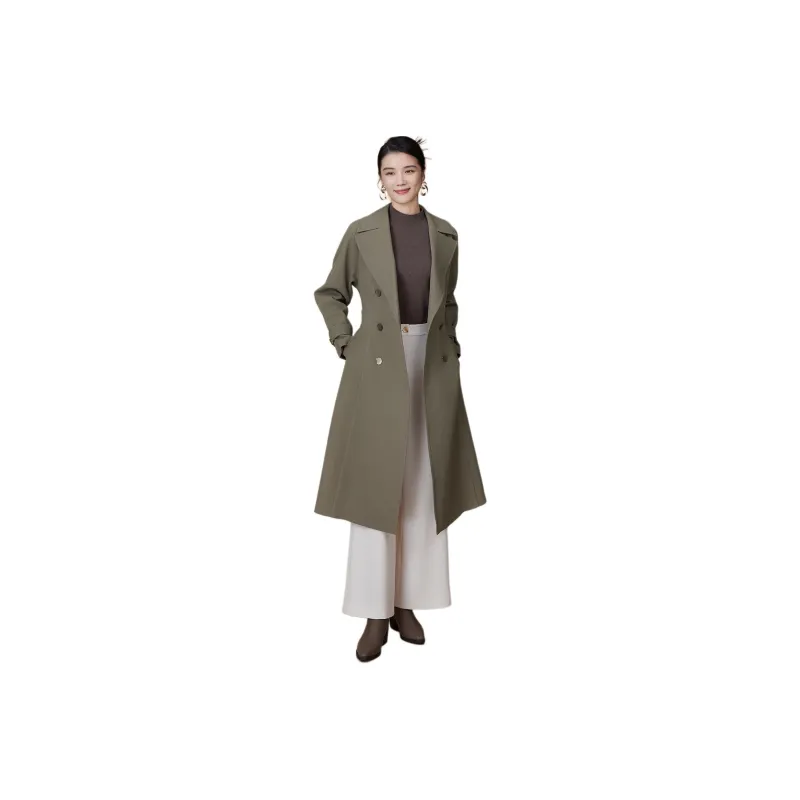 BBLLUUEE Trench Coat Women's Tea Green-0
