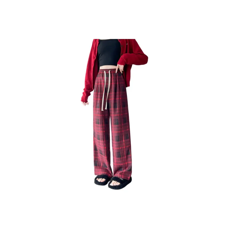 Tonlion Casual Pants Women's Dark Red-0