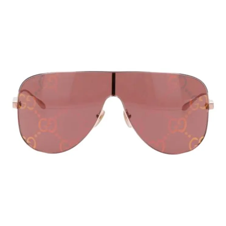 GUCCI Metal Irregular Shape Sunglasses Women's Gold-0