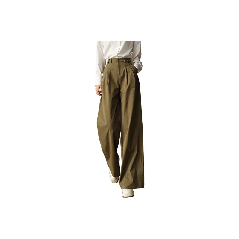 Late White Casual Pants Women's Army Green-0