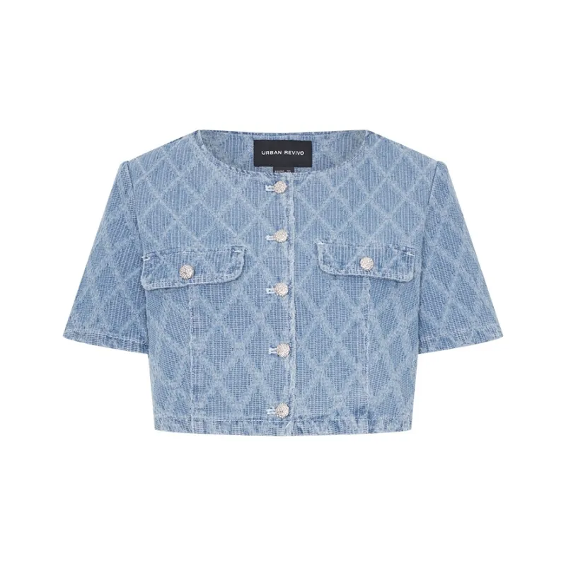 URBAN REVIVO Denim Jackets Women's Light Blue-0