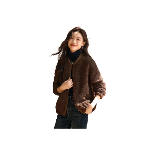 Mo Han Yi Mei Baseball Jacket Women's Coffee